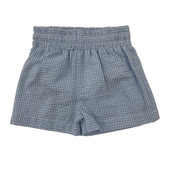Color Works Boys Blue & White Gingham Print Seersucker Pull On Trunks 3M - Picture 2 of 3